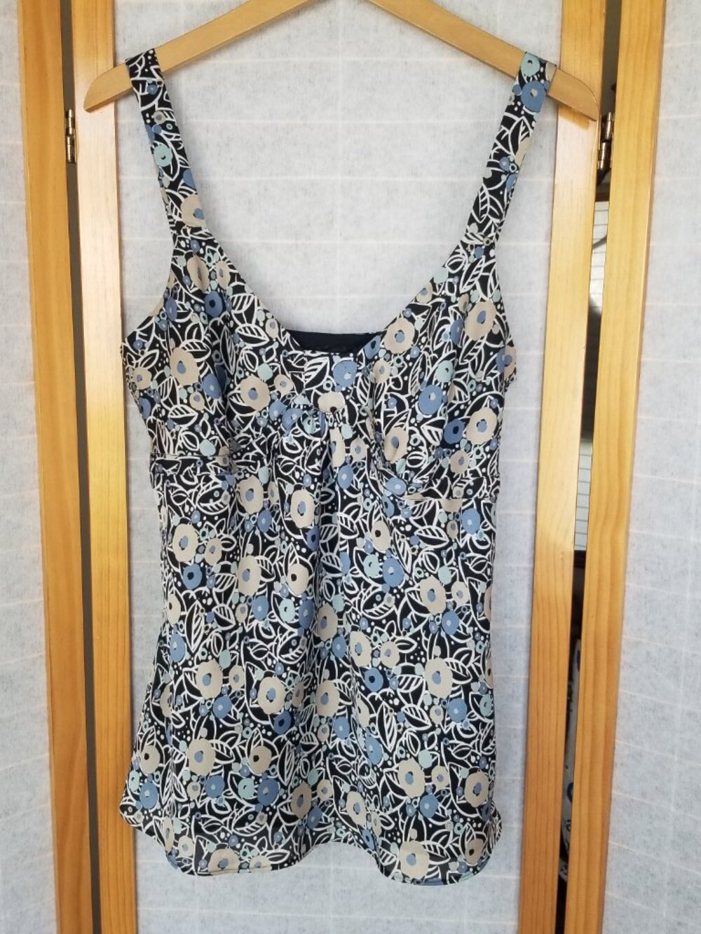 Loft Cami Tank Top Women's Size 10 Blue Floral Babydoll Y2K